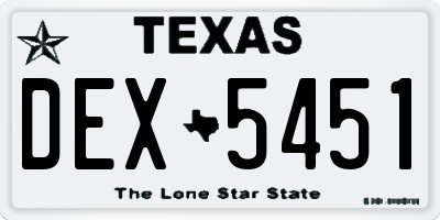 TX license plate DEX5451