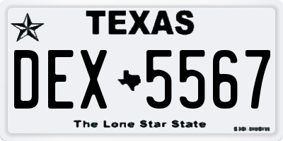 TX license plate DEX5567