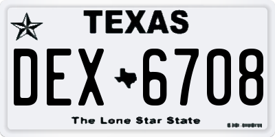 TX license plate DEX6708