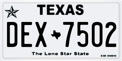 TX license plate DEX7502