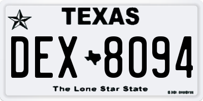 TX license plate DEX8094