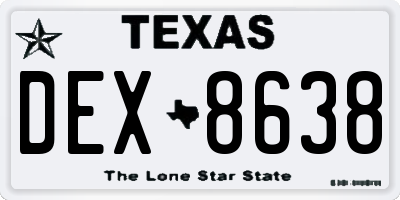 TX license plate DEX8638