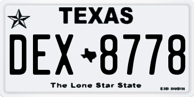 TX license plate DEX8778