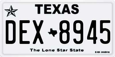 TX license plate DEX8945