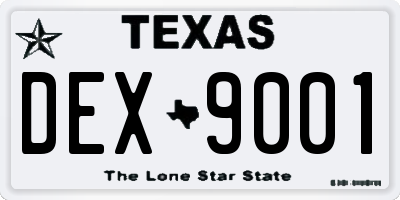 TX license plate DEX9001