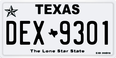 TX license plate DEX9301
