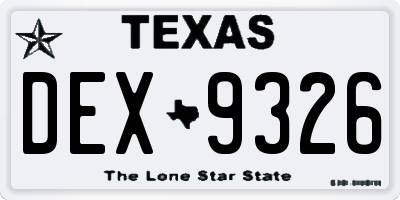 TX license plate DEX9326