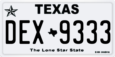 TX license plate DEX9333