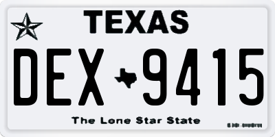TX license plate DEX9415