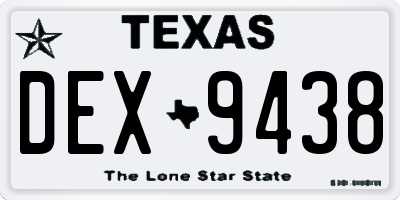 TX license plate DEX9438