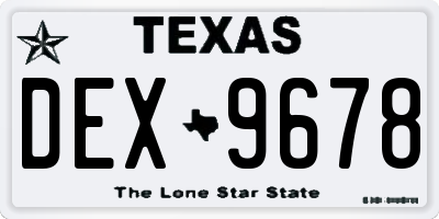TX license plate DEX9678