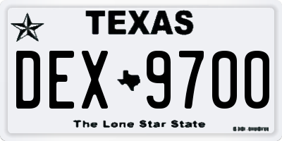 TX license plate DEX9700
