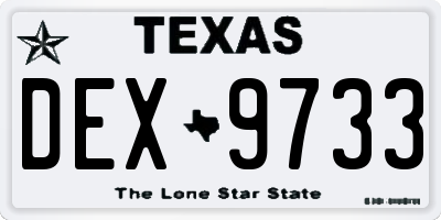 TX license plate DEX9733