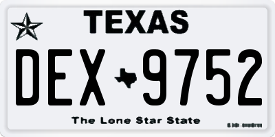 TX license plate DEX9752