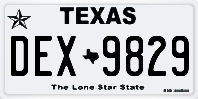 TX license plate DEX9829