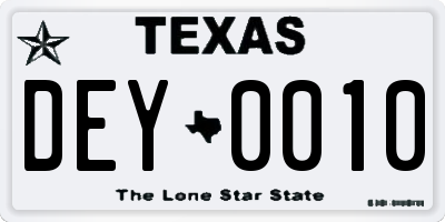 TX license plate DEY0010