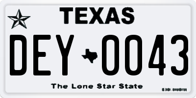 TX license plate DEY0043
