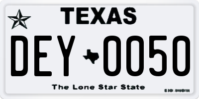 TX license plate DEY0050