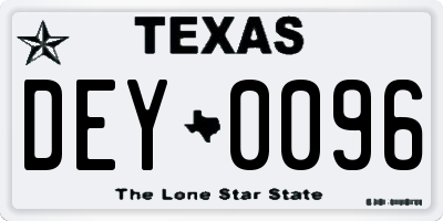 TX license plate DEY0096