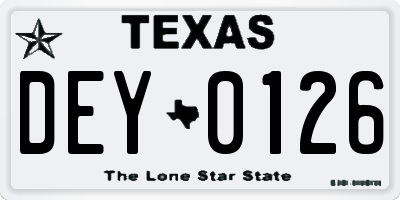 TX license plate DEY0126