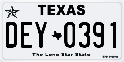 TX license plate DEY0391