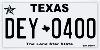 TX license plate DEY0400