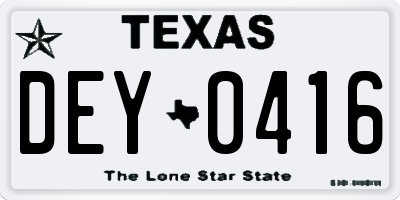 TX license plate DEY0416