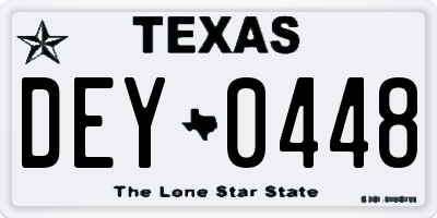 TX license plate DEY0448