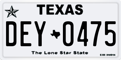 TX license plate DEY0475