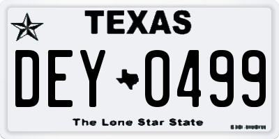 TX license plate DEY0499