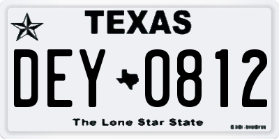TX license plate DEY0812