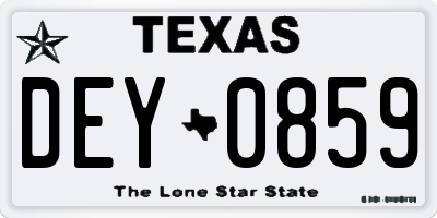 TX license plate DEY0859