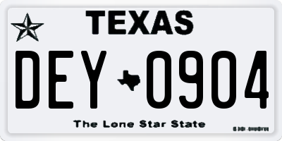 TX license plate DEY0904