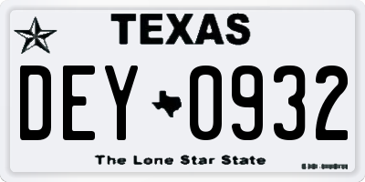 TX license plate DEY0932