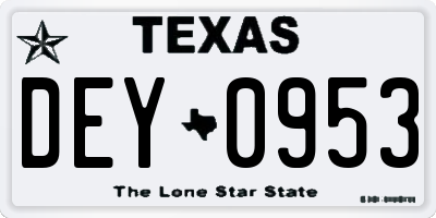 TX license plate DEY0953
