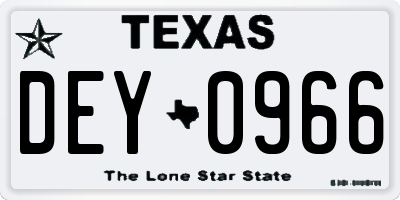TX license plate DEY0966