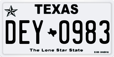 TX license plate DEY0983