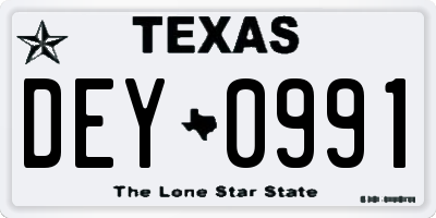 TX license plate DEY0991