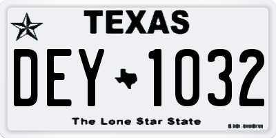 TX license plate DEY1032