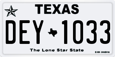 TX license plate DEY1033