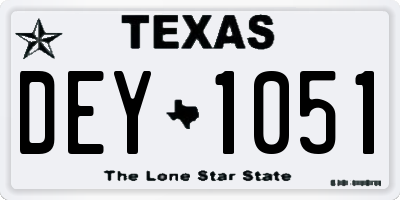 TX license plate DEY1051