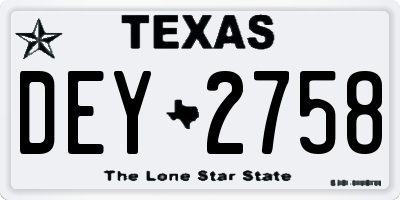 TX license plate DEY2758