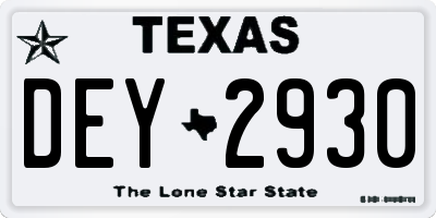 TX license plate DEY2930