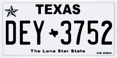 TX license plate DEY3752