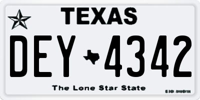 TX license plate DEY4342