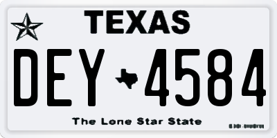TX license plate DEY4584