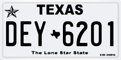 TX license plate DEY6201