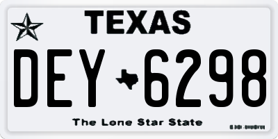 TX license plate DEY6298