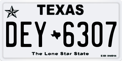 TX license plate DEY6307