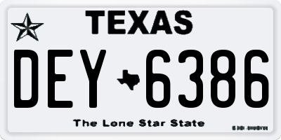 TX license plate DEY6386